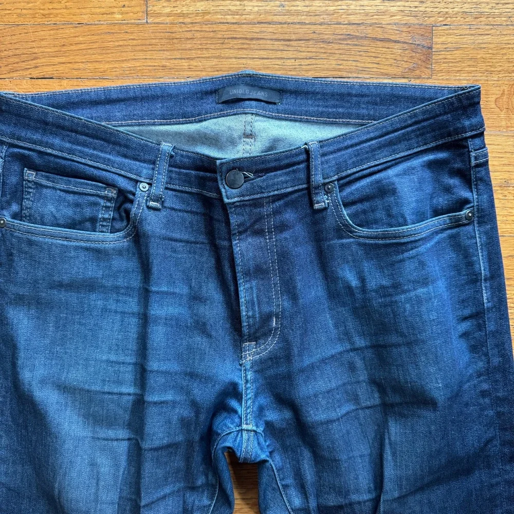 UNIQLO Men Jeans Dark Wash Slim Fit Cotton‎ Blend Size 35x34